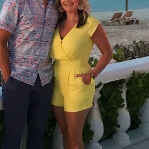 😍SALE-Neon yellow Gianni bini romper. Worn once.